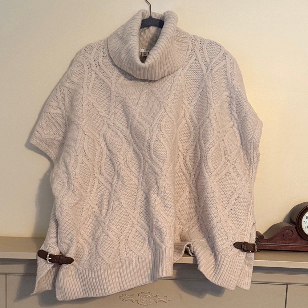 Max Studio Cable Knit Turtleneck Sweater - Cream